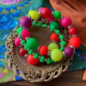Multicolored Neon Beaded Layering Bracelets